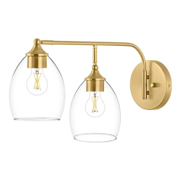 Iler 6.125 in. 2-Light Aged Brass Wall Sconce