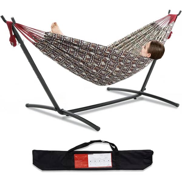 Unbranded 9 ft. Quilted Reversible Hammock, Capacity 2 People Standing Hammocks and Portable Carrying Bag ( Snowman )