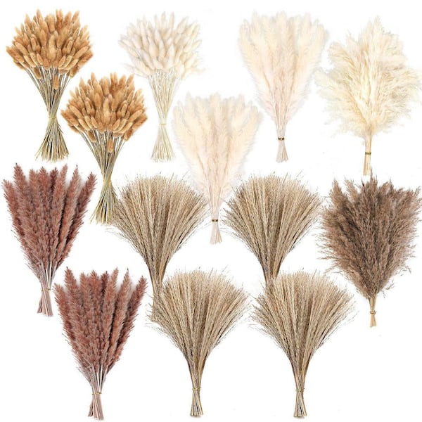 17 in Dried Pampas Grass Decor, Dried Flower Bouquets for Wedding, Home, Centerpiece Table, Modern Home, 300-Pcs, Brown