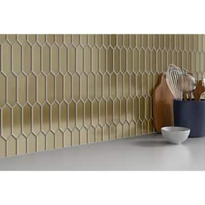 Picket Honey Glossy 9.53 in. x 10.94 in. x 0.8mm Glass Mesh-Mounted Mosaic Tile (0.71 sq. ft.)