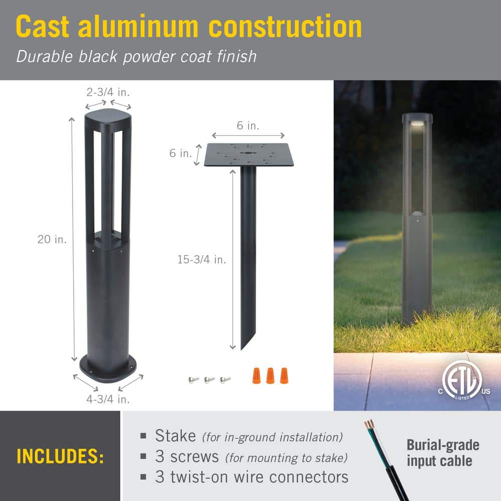 Black Cast Aluminum LED Pathway Light for Outdoor Use