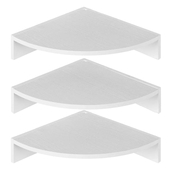 11.5 in. W x 11.5 in. D White Wood Floating Corner Shelves Set of