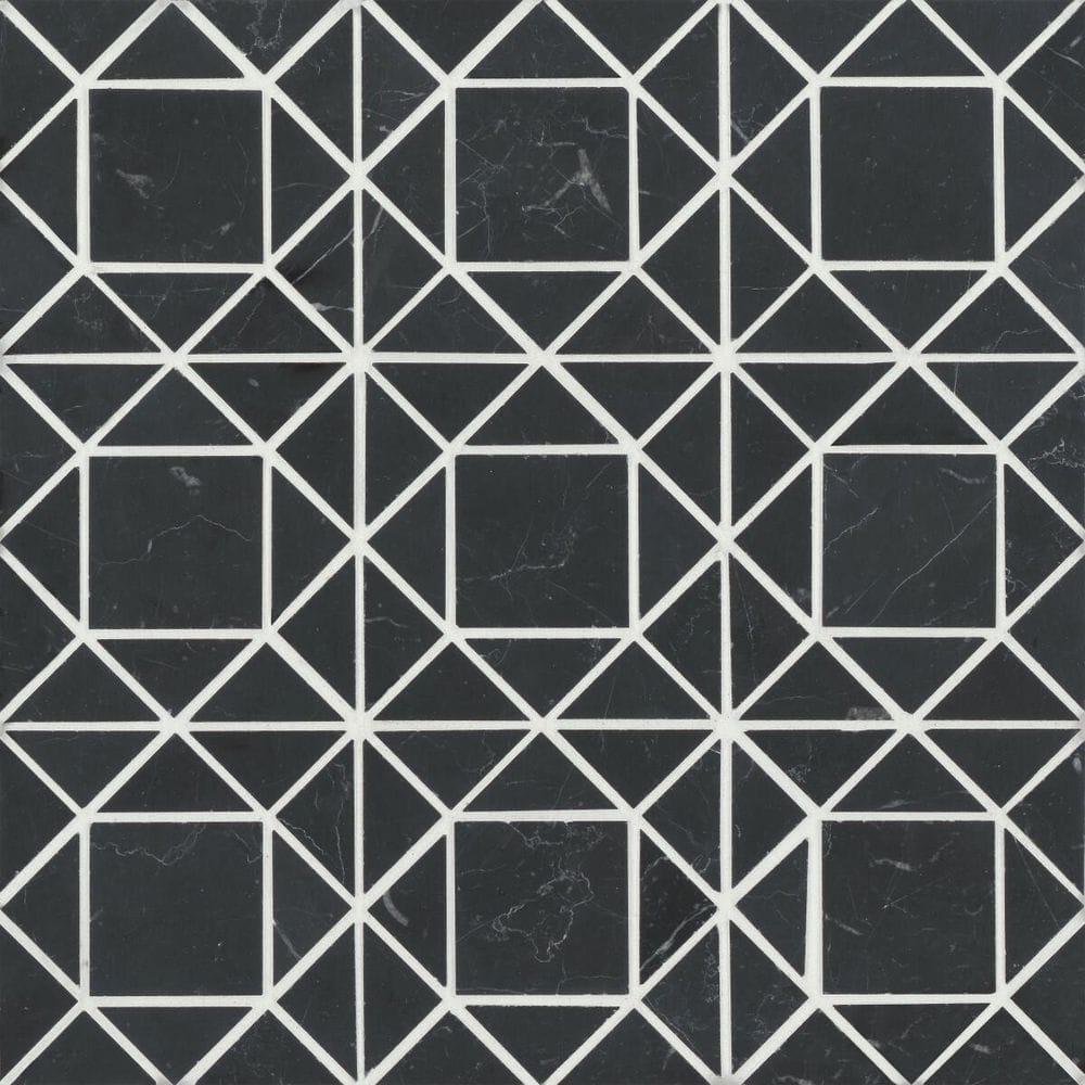 Monet Square 11 in. x 11 in. Honed Nero Marquina Marble Mosaic Tile (4.79 sq. ft./Carton) price history on PriceWatchPro