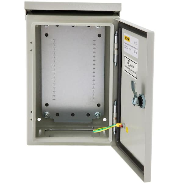 VEVOR Electrical Enclosure Box 12 x 8 x 8 in. NEMA 4X IP65 Junction Box Carbon Steel Hinged with Rain Hood for Indoor/Outdoor