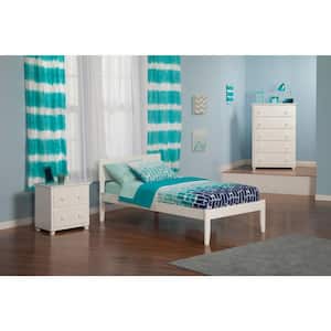 Orlando White Twin Platform Bed with Open Foot Board