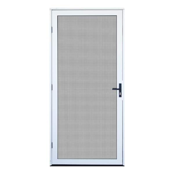 Unique Home Designs 36 in. x 80 in. White Surface Mount Outswing Security Door with Meshtec Screen