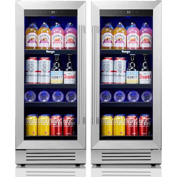 30 in. Double Zone 160 Cans Beverage Cooler in Black Side-by-Side Refrigerators Built-in Frost Free with Safety Lock