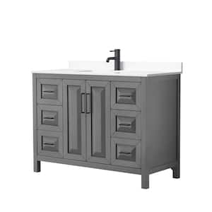 Daria 48 in. W x 22 in. D x 35.75 in. H Single Bath Vanity in Dark Gray with White Cultured Marble Top