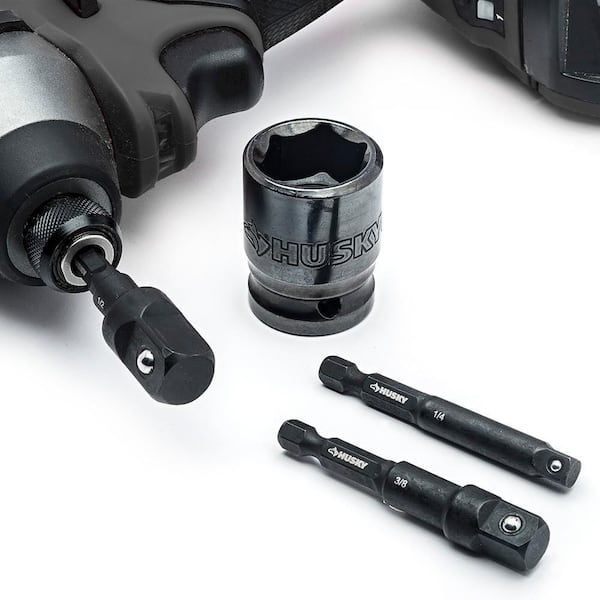 Husky - 1/4 in. Drive Impact Driver Socket Adapter Set (6-Piece)