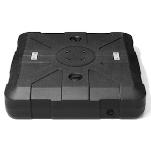 350 lbs. Sand/Water Fillable 3D Surface Square HDPE Offset Cantilever Patio Umbrella Base with 8-Wheels in Black