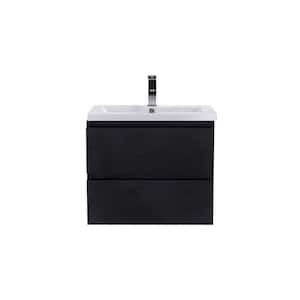 Bohemia 24 in. W Bath Vanity in Rich Black with Reinforced Acrylic Vanity Top in White with White Basin