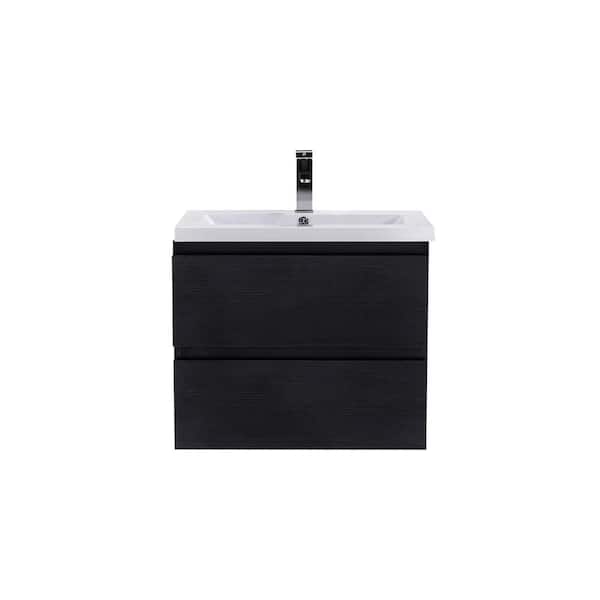 Moreno Bath Bohemia 24 in. W Bath Vanity in Rich Black with Reinforced Acrylic Vanity Top in White with White Basin