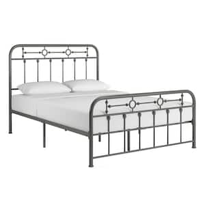 Grey Metal Spindle Full Platform Bed