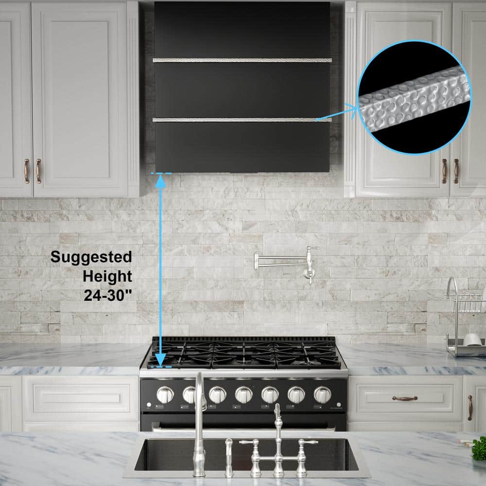 Akicon 30" Stainless Steel Wall Mount Range Hood with Charcoal Filter