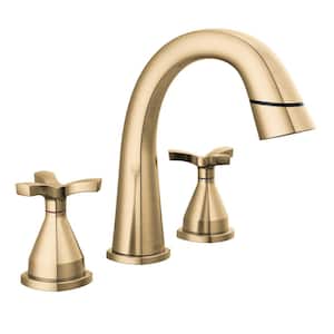 Stryke 8 in. Widespread Double-Handle Bathroom Faucet with Pull-Down Spout in Lumicoat Champagne Bronze