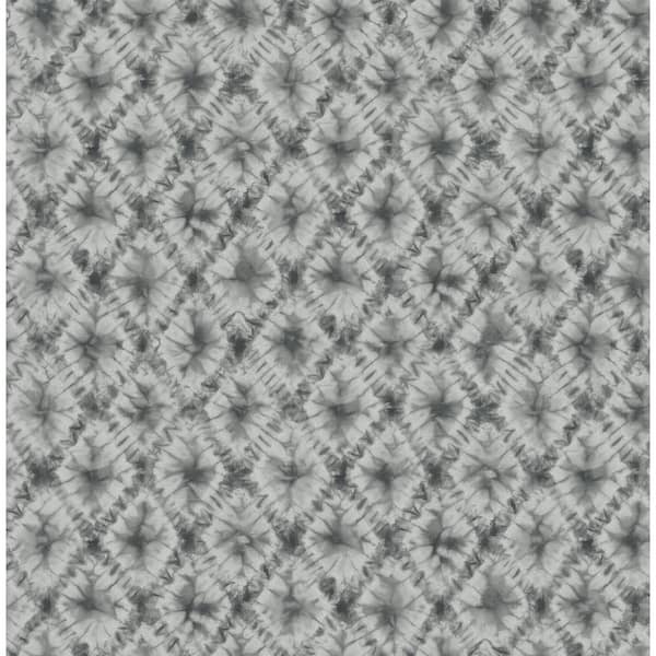 Seabrook Designs Shibori Geometric Metallic Silver and Charcoal Paper Strippable Roll (Covers 56.05 sq. ft.)