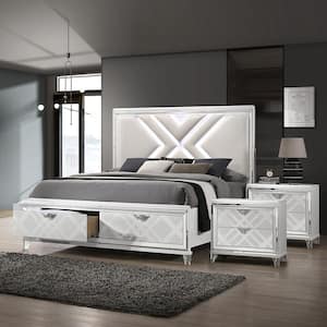 Rusconi 3-Piece White Wood Eastern King Bedroom Set