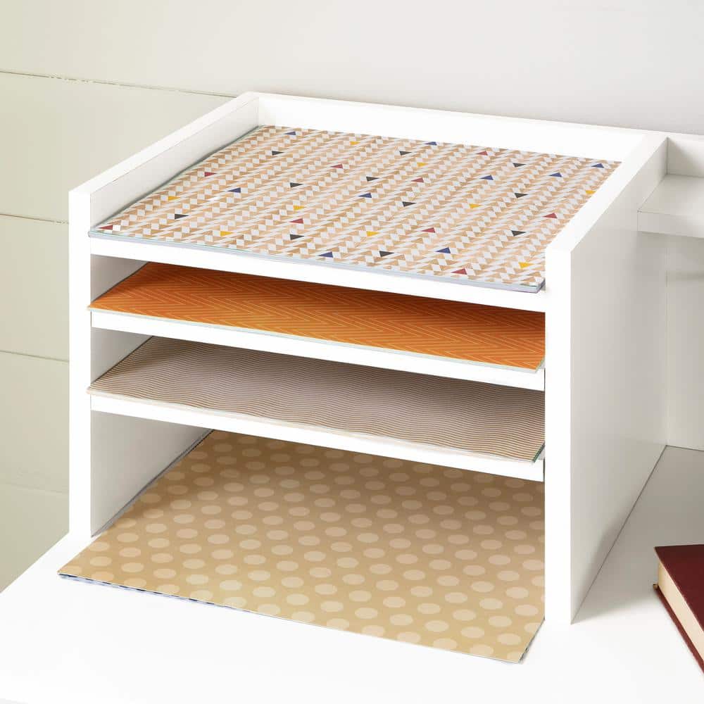 White Wood Craft Desk with Hutch and Filing Cabinet