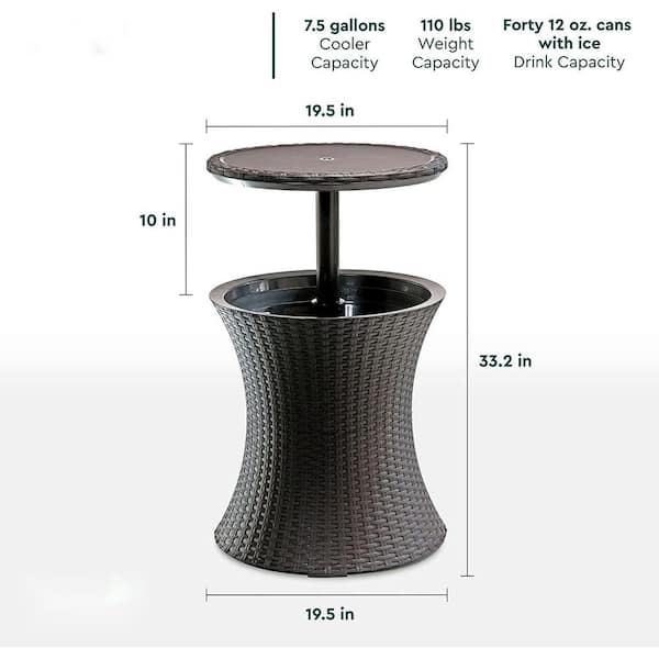 Rattan style outdoor cool on sale bar ice cooler table