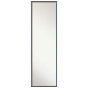 Theo Blue Narrow 15.25 in. x 49.25 in. Non-Beveled Modern Rectangle Wood Framed Full Length On the Door Mirror in Blue