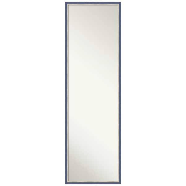 Amanti Art Theo Blue Narrow 15.25 in. x 49.25 in. Non-Beveled Modern Rectangle Wood Framed Full Length On the Door Mirror in Blue