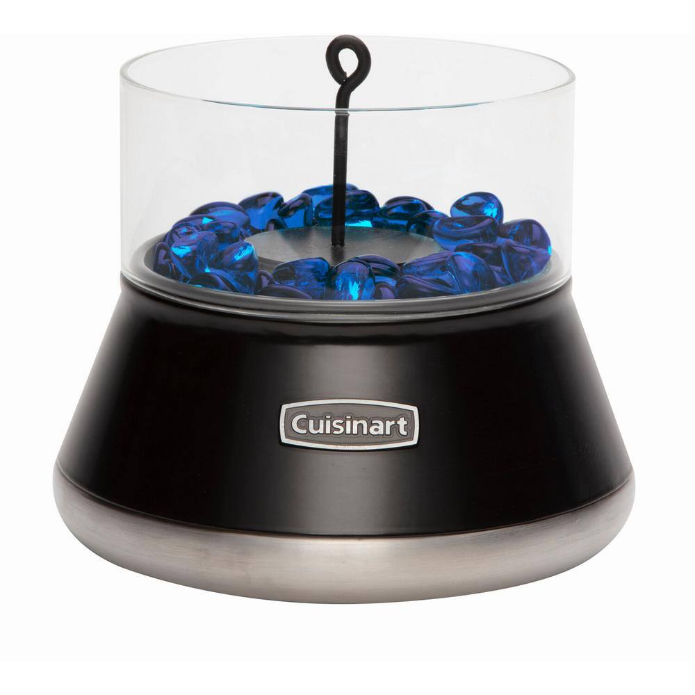 Compact Black Glass Tabletop Fire Pit