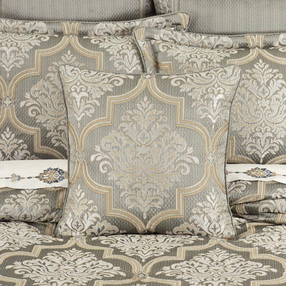 Medellin Sage and Neutral Damask 20" Square Decorative Throw Pillow