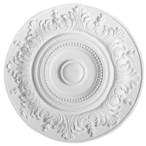 European Collection 18-1/2 in. x 1-3/8 in. Acanthus Foliage and Rounded Beads Polyurethane Ceiling Medallion