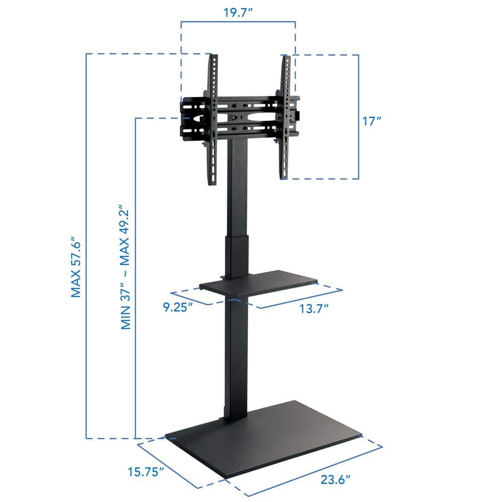 Black Adjustable Height TV Stand with Mount and Shelf