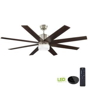Zolman 60 in. Pike Integrated LED DC Brushed Nickel Ceiling Fan with Light Kit Works with Google Assistant and Alexa