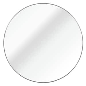 39 in. W x 39 in. H Round Metal Frame Wall Bathroom Vanity Mirror in Silver