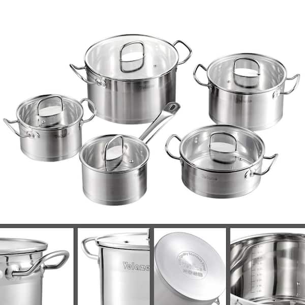 Oster Derrick 7-Piece Stainless Steel Cookware Set with Tempered Glass  Lids, Semi Polished