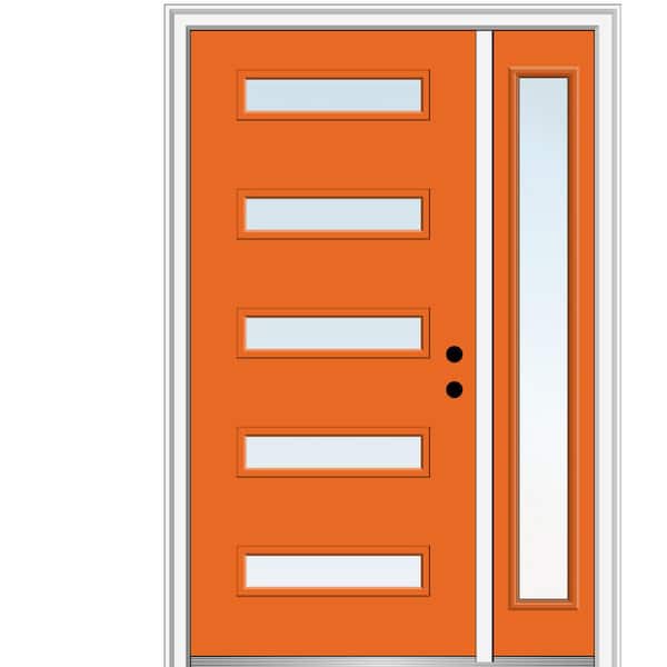 MMI Door 53 in. x 81.75 in. Davina Low-E Glass Left-Hand Inswing 5-Lite Modern Painted Steel Prehung Front Door with Sidelite