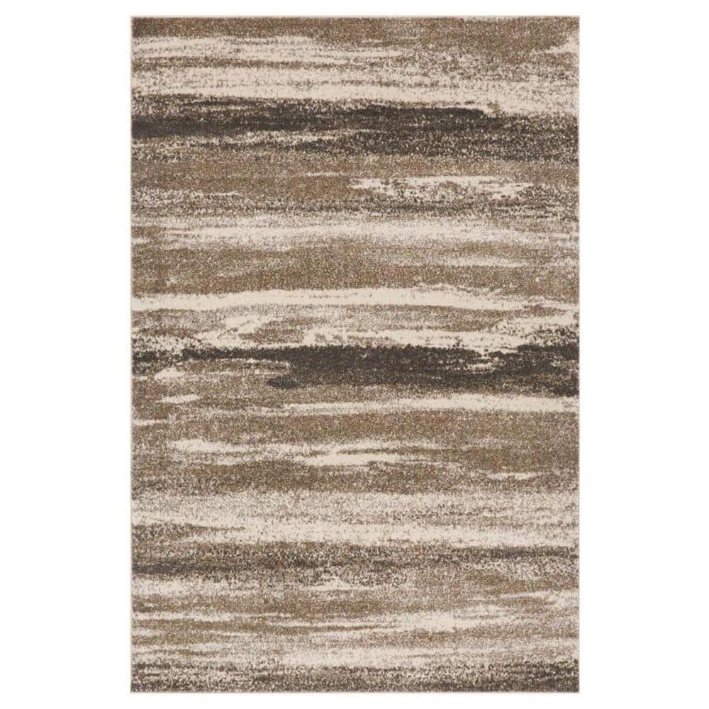 Beige Polypropylene 6 ft. 5 in. x 9 ft. Abstract Indoor Area Rug