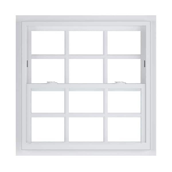 American Craftsman 36 in. x 36 in. 70 Series White Single Hung Low-E Argon Glass Vinyl Fin with J Window with Grids, Screen Incl