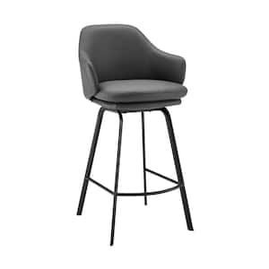 Brigden 26 in. Gray/Black High Back Metal Counter Stool with Faux Leather