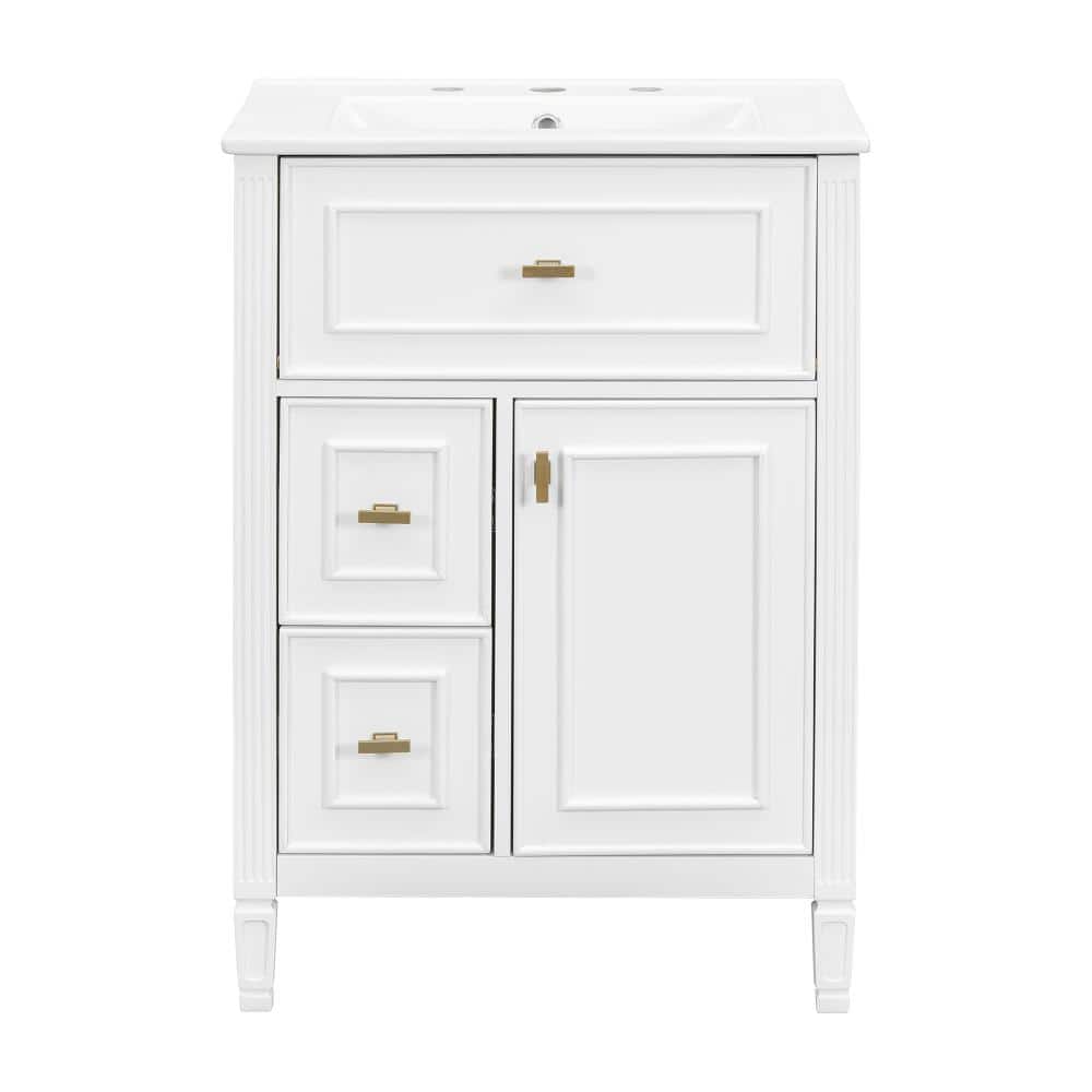 24 in. Single Sink Freestanding White Bath Vanity with White Ceramic Top Unassembled price history on PriceWatchPro