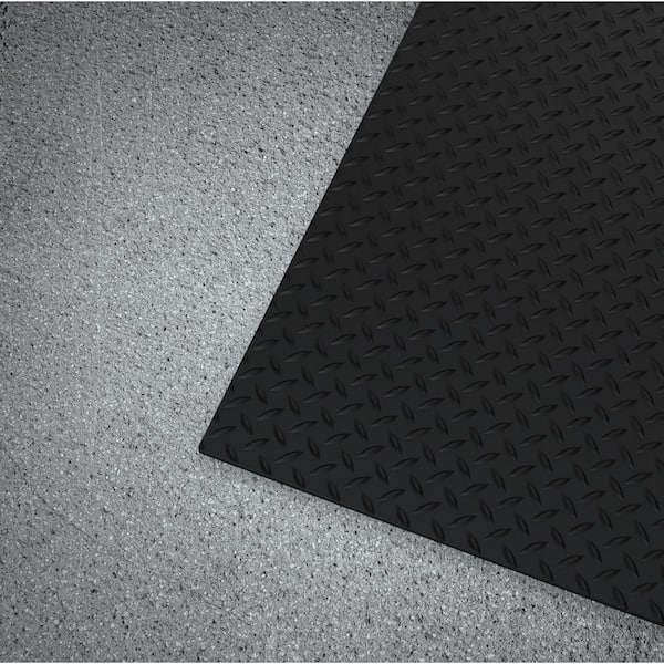 Black w/Yellow Border 36 in. x 12 ft. Vinyl Diamond Plate Commercial Grade Matting