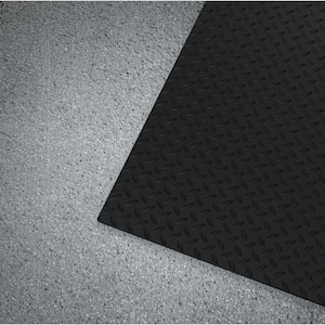 Black 36 in. x 20 ft. Vinyl Diamond Plate Commercial Floor Mat