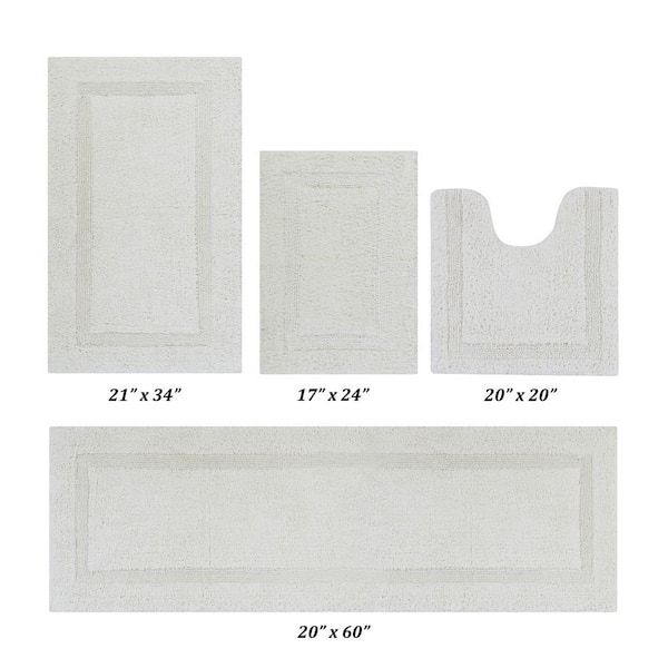 Lux Collection Ivory 100% Cotton 4-Piece Bath Rug Set