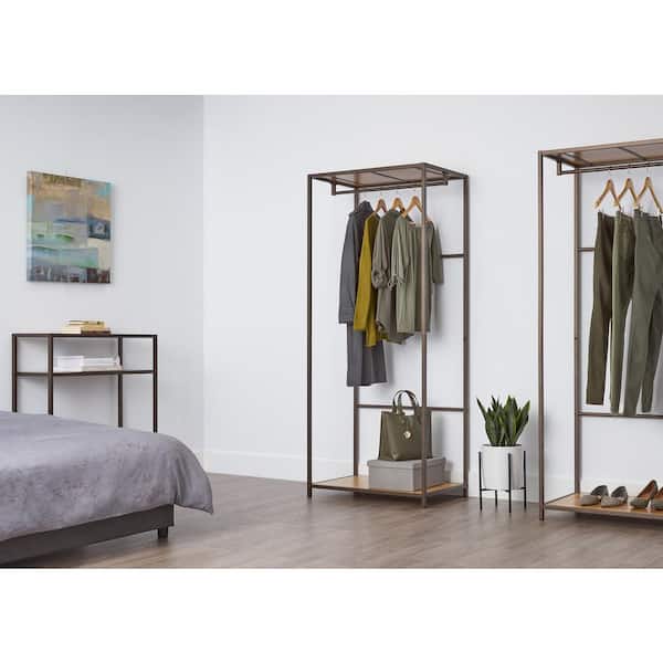 TRINITY Bronze Closet Organizer Shelf w/ Bamboo Colored Boards, 2-Pack