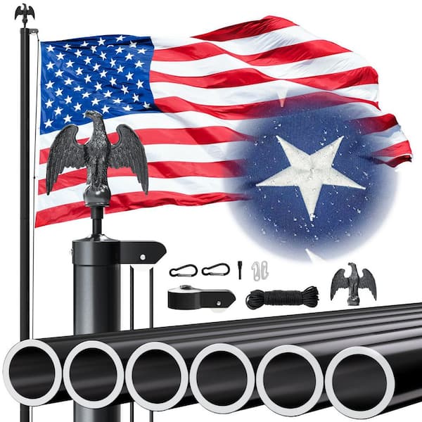 25 FT Flag Pole for Outside House, 12 Gauge Extra Thick Aluminum Flagpole with 3x5 American Flag Outdoor