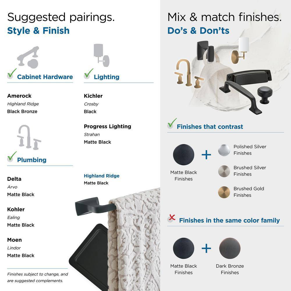 Matte Black 24-Inch Wall Mounted Towel Bar