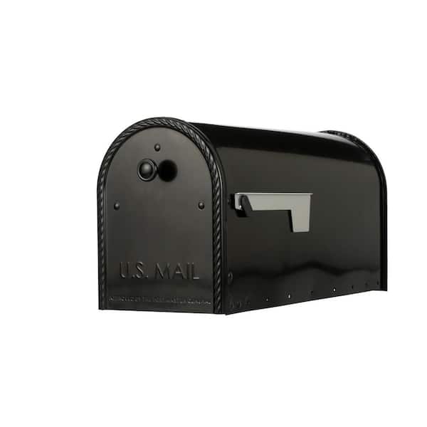 Architectural Mailboxes Edwards Black, Large, Steel, Post Mount Mailbox