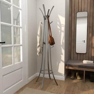 Dark Gray Metal 12 Hook Coat Rack