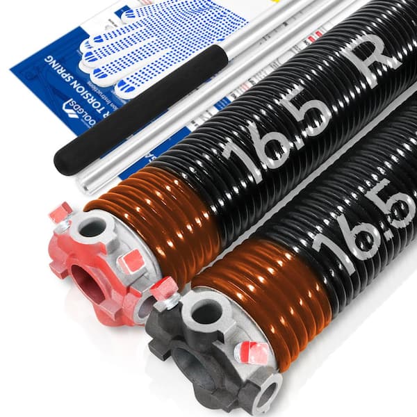 YOTOOLGDS 0.192 in. Wire x 2 in. x 16.5 in. Electrophoresis Garage Door Torsion Springs in Orange Left and Right with Winding Bars