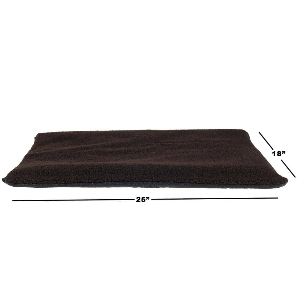 Small Brown Self-Heating Sherpa Pet Crate Pad