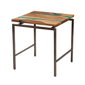 Tamra Natural Wood With Emerald Green Inlay End Table