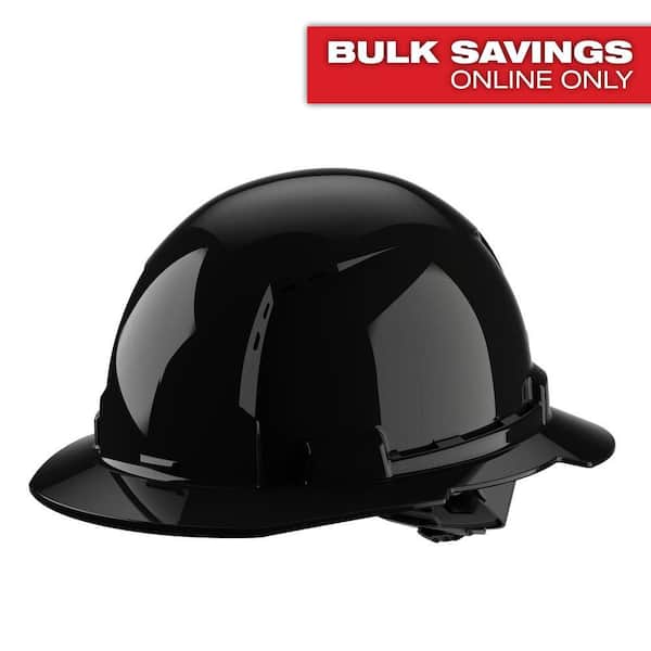 BOLT Black Type 1 Class C Full Brim Vented Hard Hat with 4-Point Ratcheting Suspension
