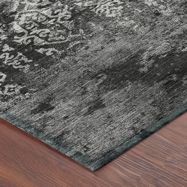 Chantille Machine Washable Indoor/Outdoor Abstract ACN2713 Black 9 ft. x 12 ft. Area Rug